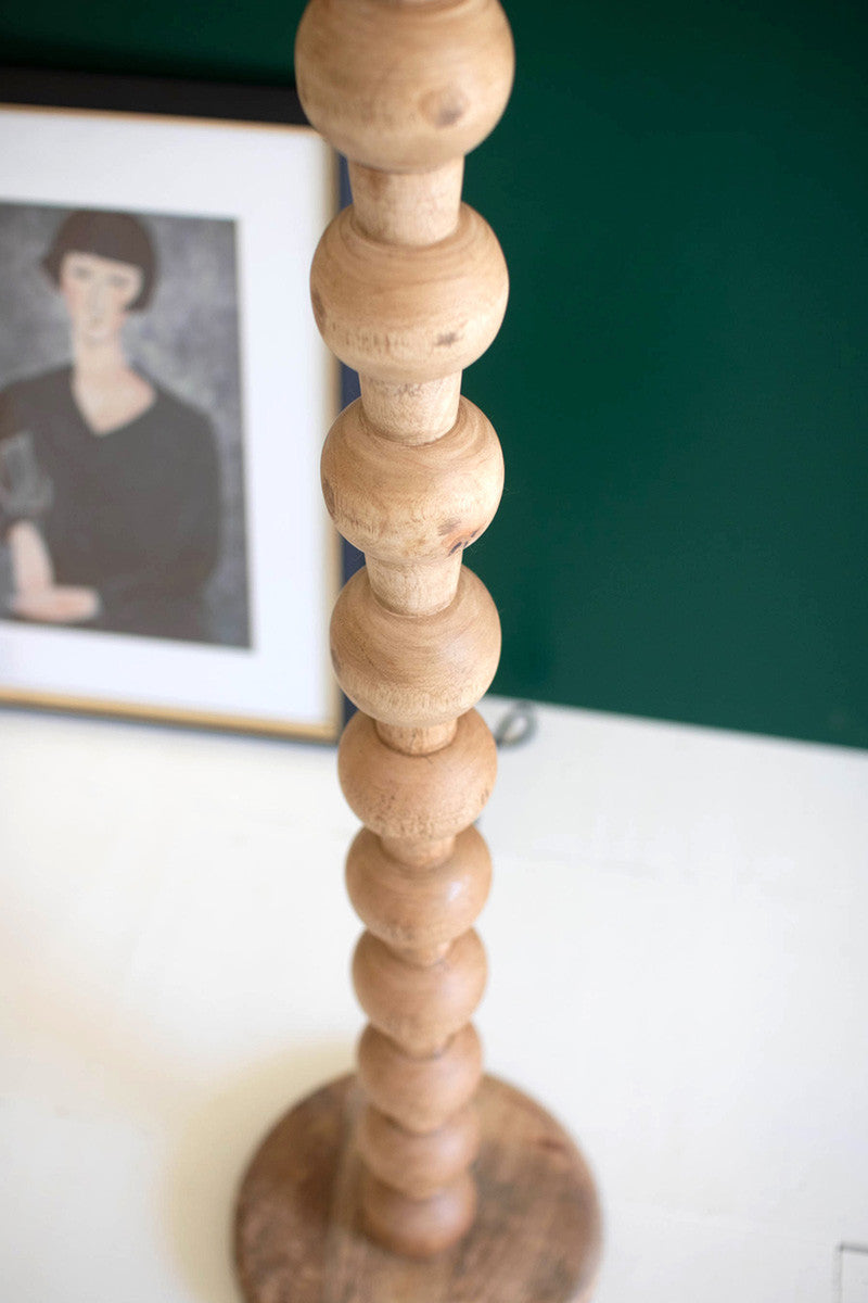 Natural Wooden Floor Lamp With White Barrel Shade By Kalalou | Floor Lamps | Modishstore - 2