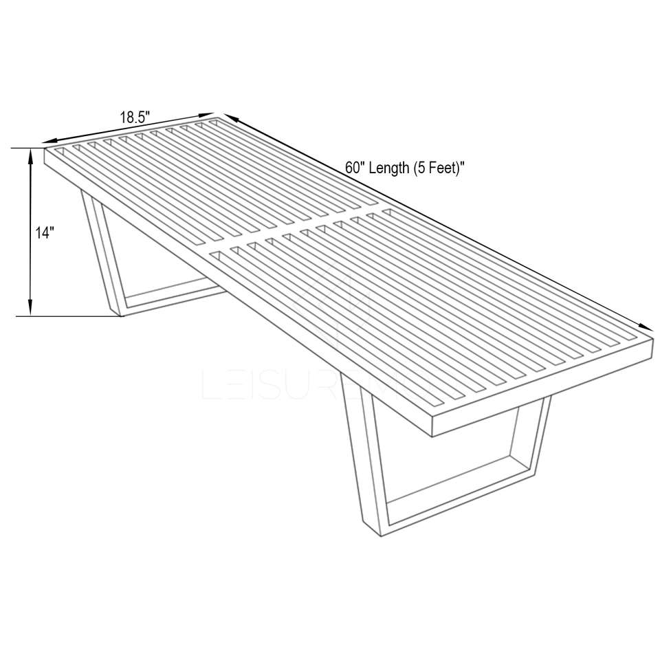 LeisureMod Mid-Century Inwood Platform Bench - 5 Feet | Benches | Modishstore - 9