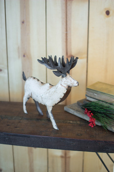 Kalalou Recycled White Metal Deer - Small-2