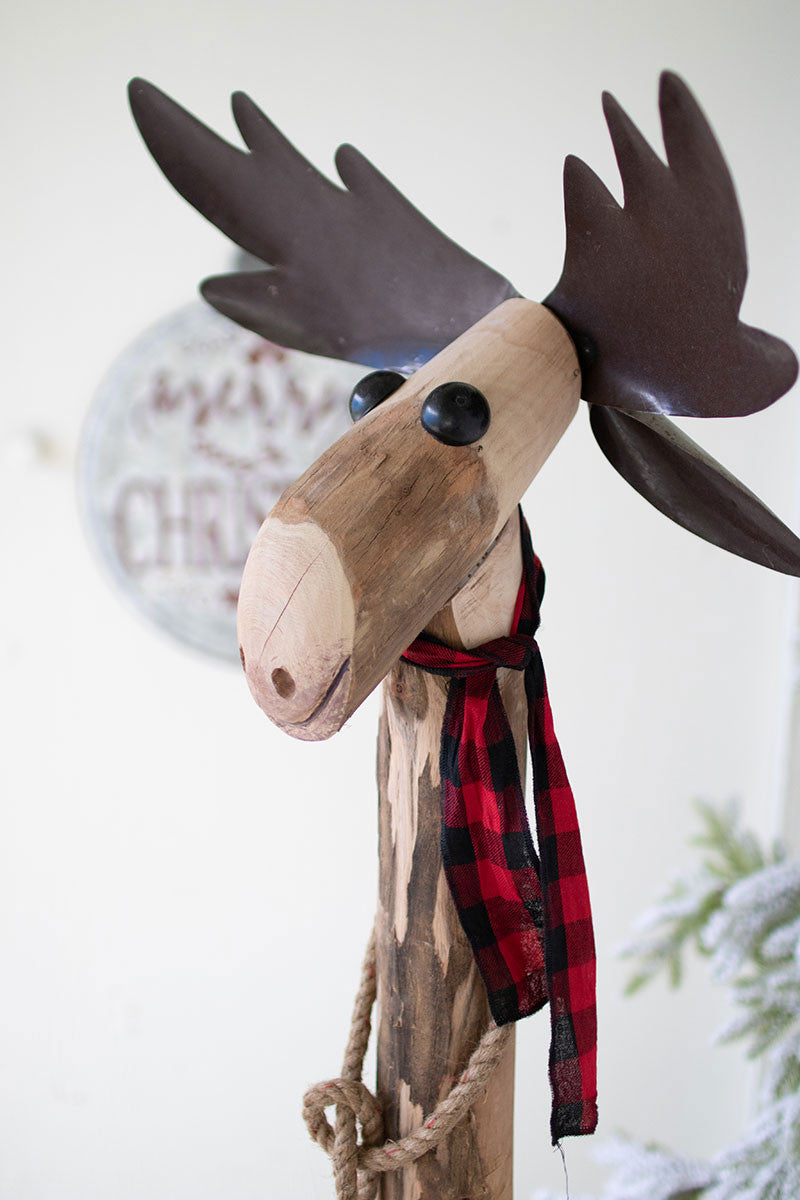 Recycled Wood And Iron Moose By Kalalou-2