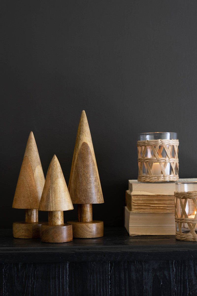 Set Of Three Turned Wooden Christmas Trees By Kalalou | Christmas Trees | Modishstore - 3