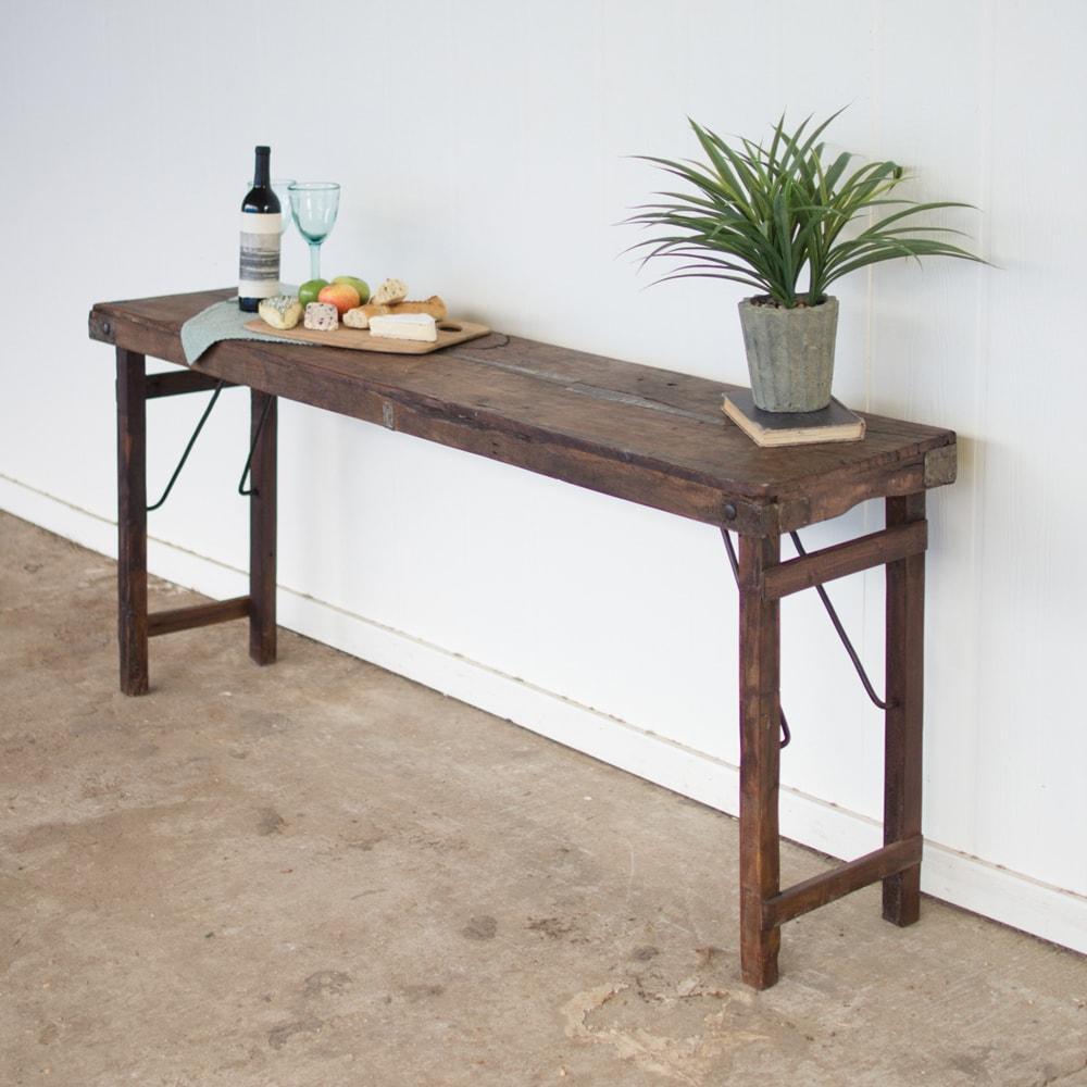 Kalalou Antique Wooden Folding Console Table | Modishstore | Console Tables
