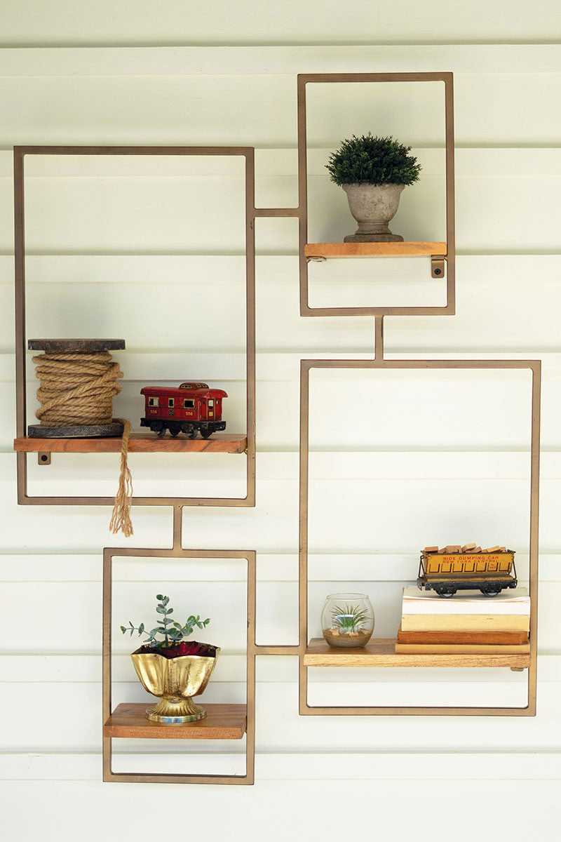 Iron & wood wall unit with 4 shelves By Kalalou-3