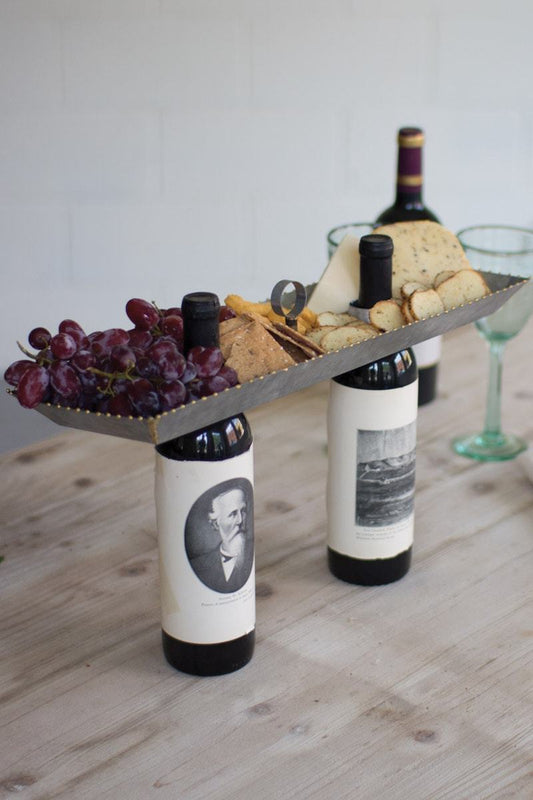 Kalalou Galvanized Double Bottle Serving Topper - Set of 2 | Modishstore | Wine & Bar Accessories