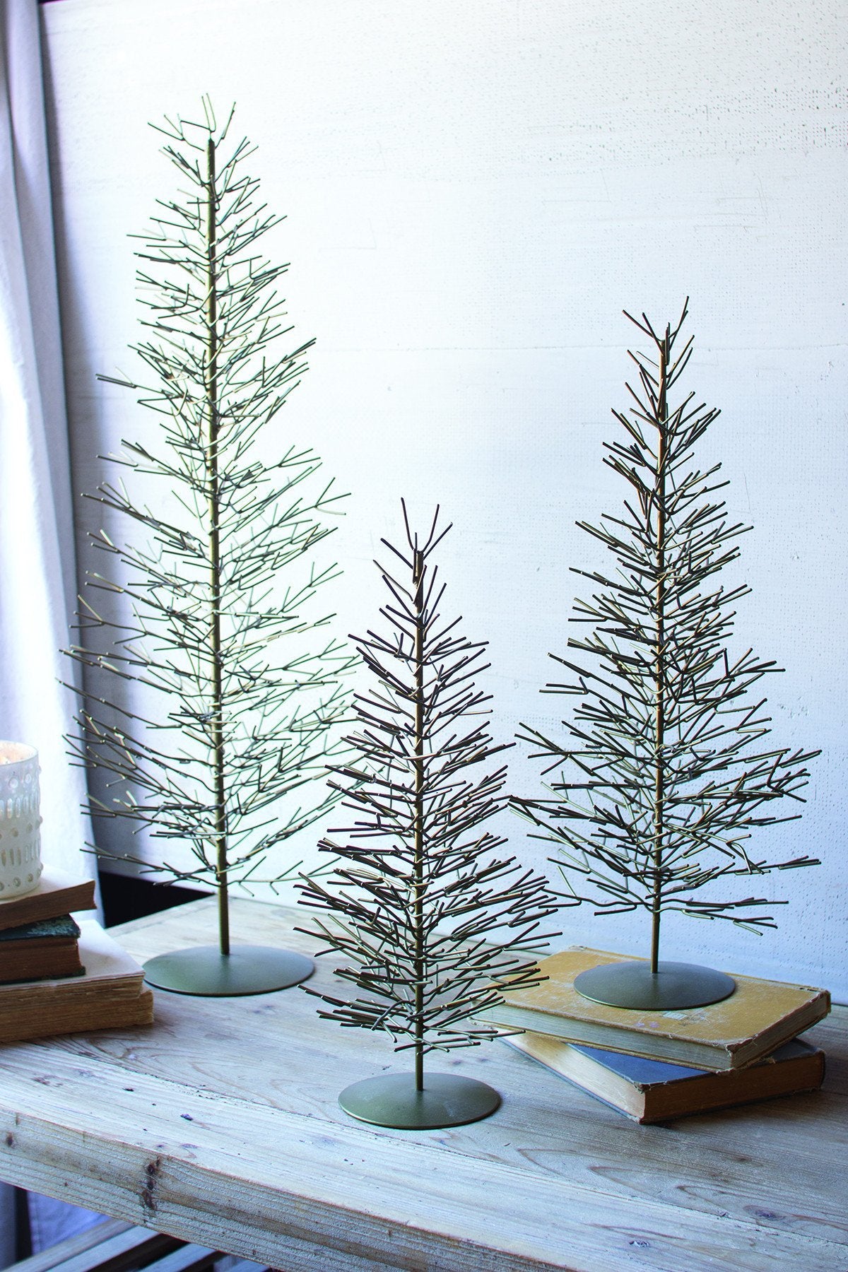 Kalalou Wire Trees - Antique Brass - Set Of 3 | Modishstore | Holiday
