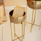 Brass finish planters with stands Set Of 2 By Kalalou-3