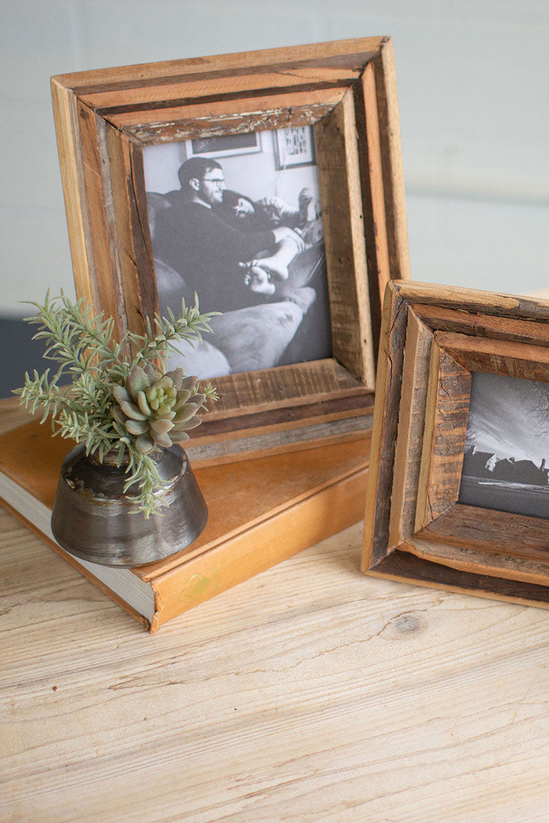 Recycled Natural Wood Photo Frames Set Of 2 By Kalalou-2