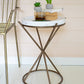 Iron Hour Glass Side Table with Marble Top By Kalalou | Modishstore | Side Tables