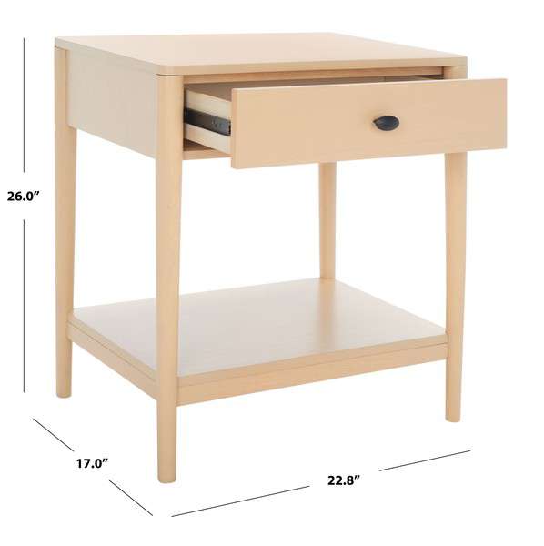 Safavieh Boden 1 Drawer Nightstand - White Wash | Nightstands | Modishstore - 4