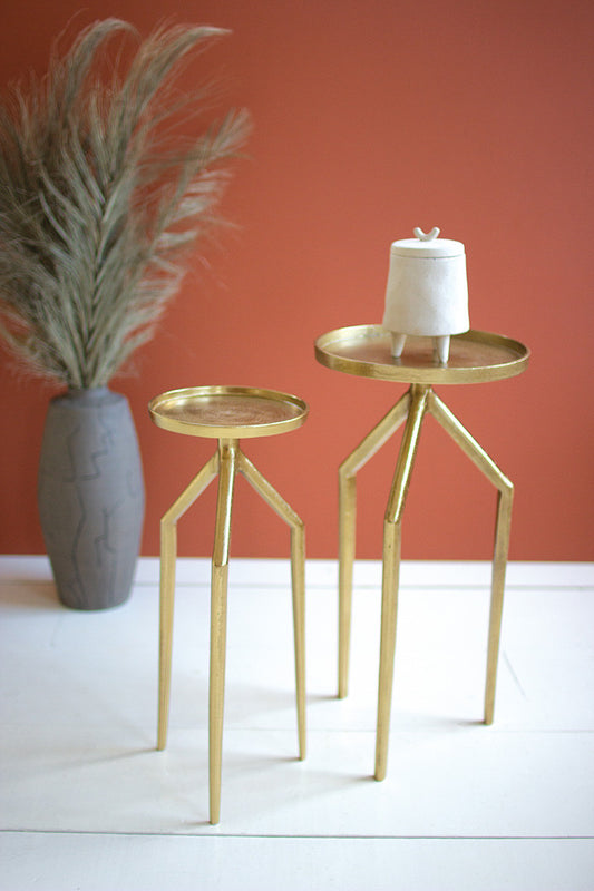 Aluminum Cocktail Tables - Antique Brass Set Of 2 By Kalalou | Side Tables |  Modishstore 
