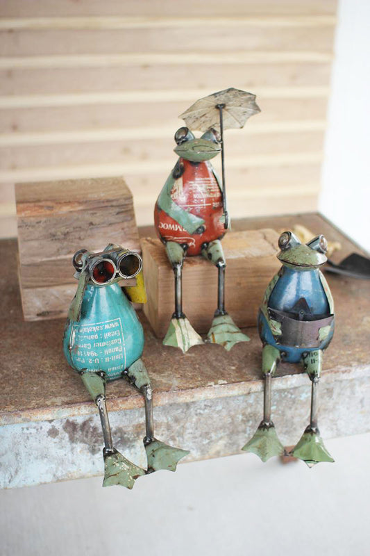 Kalalou Set Of Three Recycled Iron Frogs | Modishstore | Animals & Pets