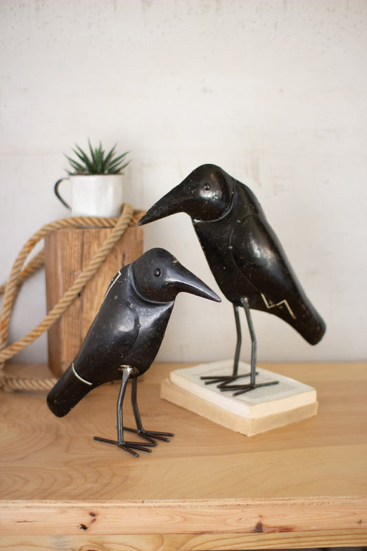 Antique Black Iron Crows Set Of Two By Kalalou | Modishstore | Animals & Pets