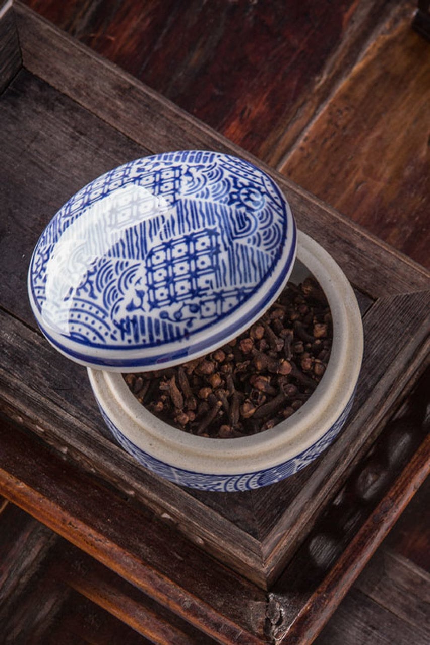 Blue and White Ceramic Box Set of 3 by Vagabond Vintage | Modishstore | Decorative Boxes-5