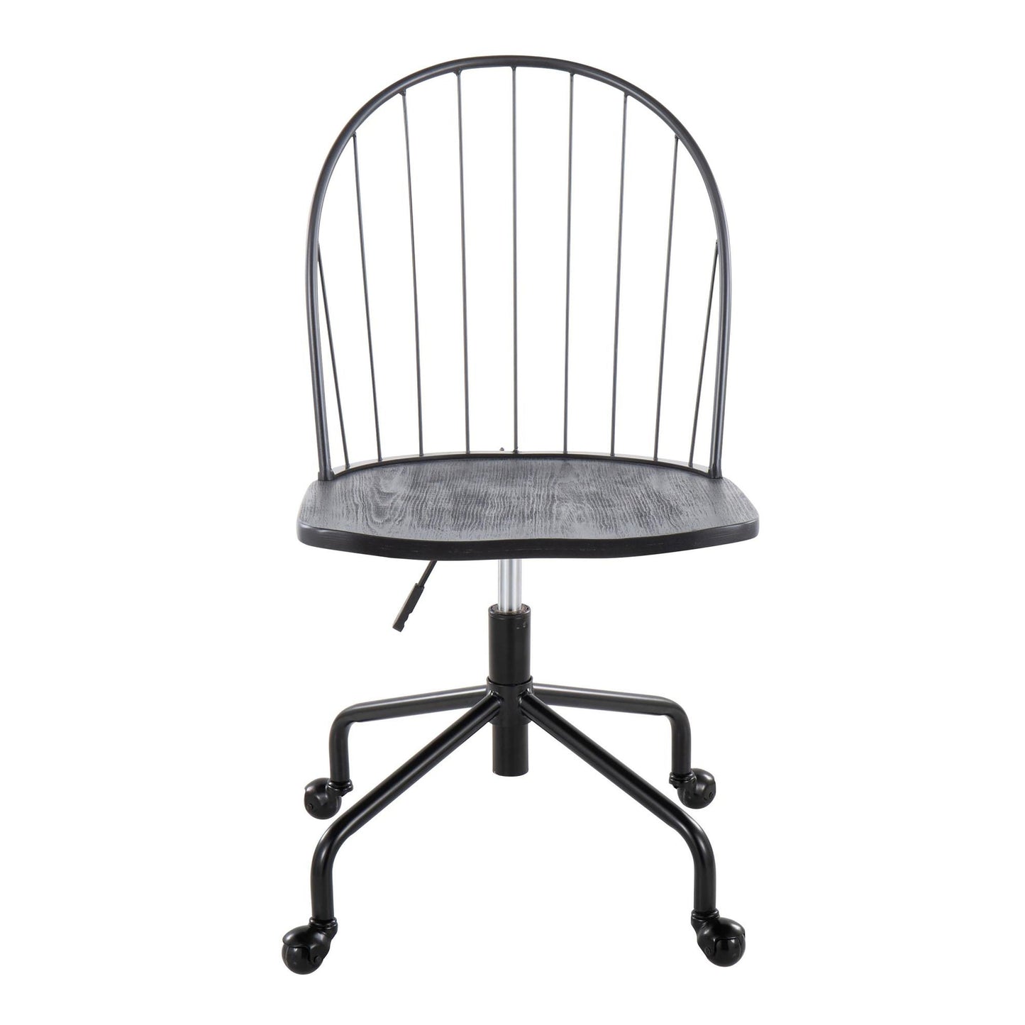 Riley Farmhouse Adjustable High Back Office Chair in Black Metal and Black Wood By LumiSource | Office Chairs | Modishstore - 6