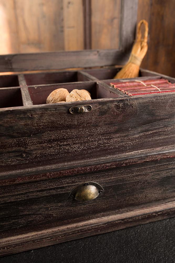 Vagabond Vintage Dark Wood Compartment Box | Decorative Boxes | Modishstore - 4