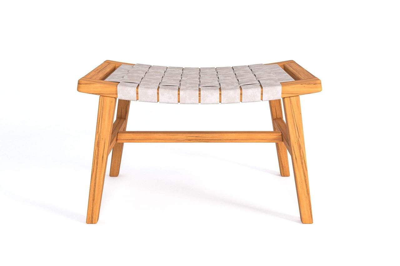 Masaya Wood & Leather Ottoman | Ottomans | Modishstore - 17