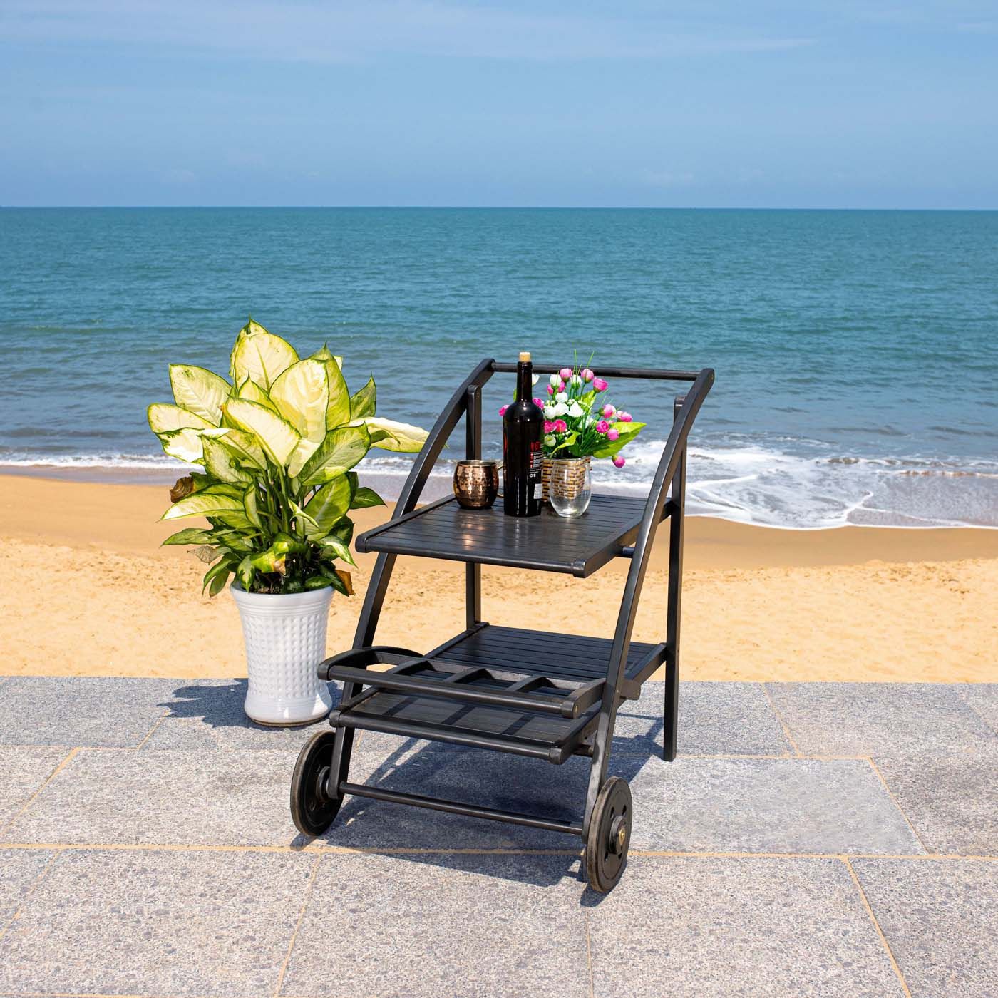 Safavieh Lodi Tea Cart | Outdoor Tables | Modishstore - 2