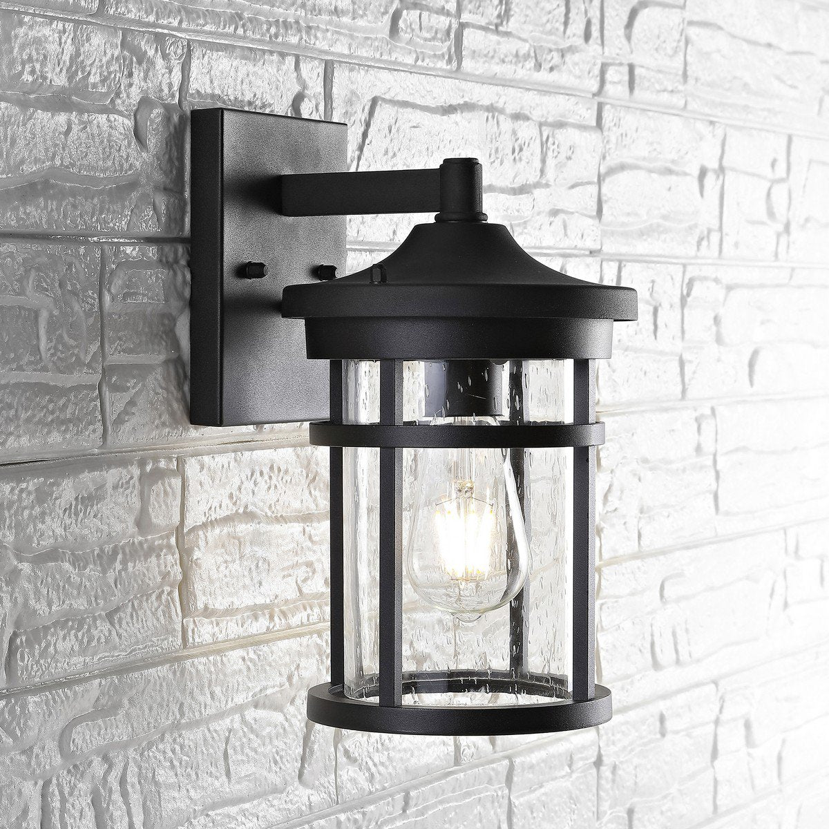 Safavieh Senta Outdoor Wall Lantern - Black | Outdoor Lights | Modishstore - 3