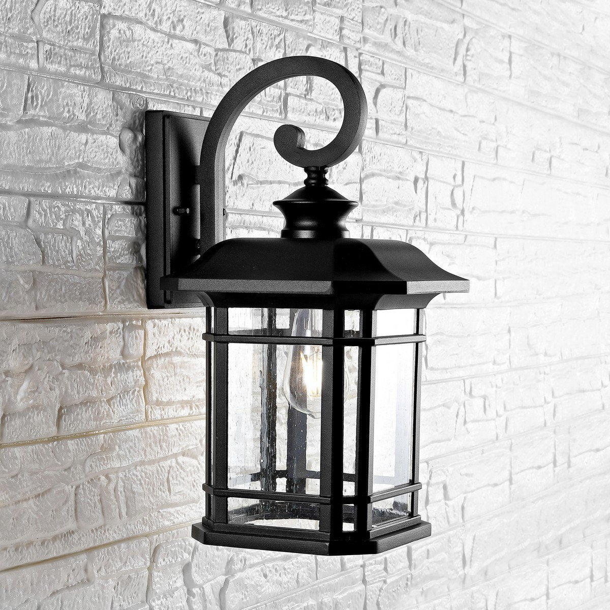 Safavieh Cendra Outdoor Wall Lantern - Black | Outdoor Lights | Modishstore - 3