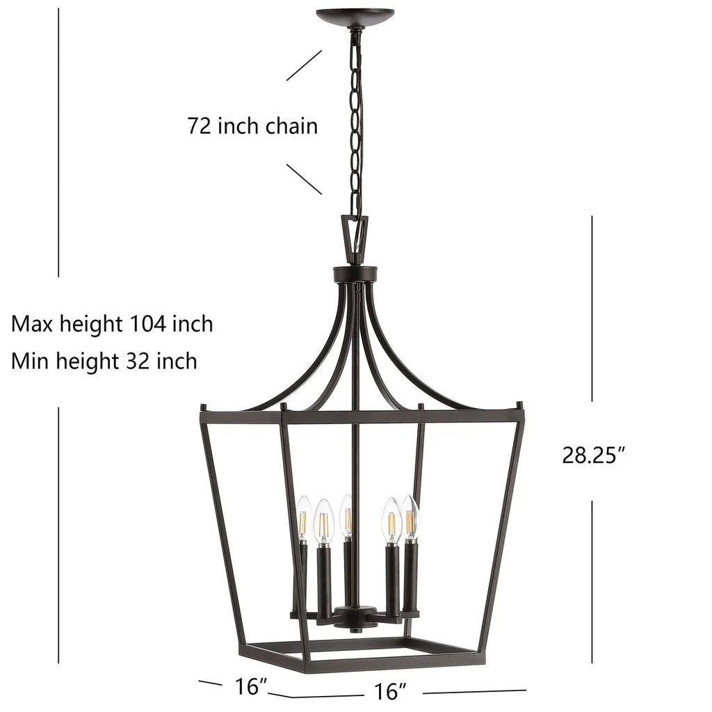Safavieh Kenris 5Lt Pendant - Oil Rubbed Bronze (Black) | Pendant Lamps | Modishstore - 3
