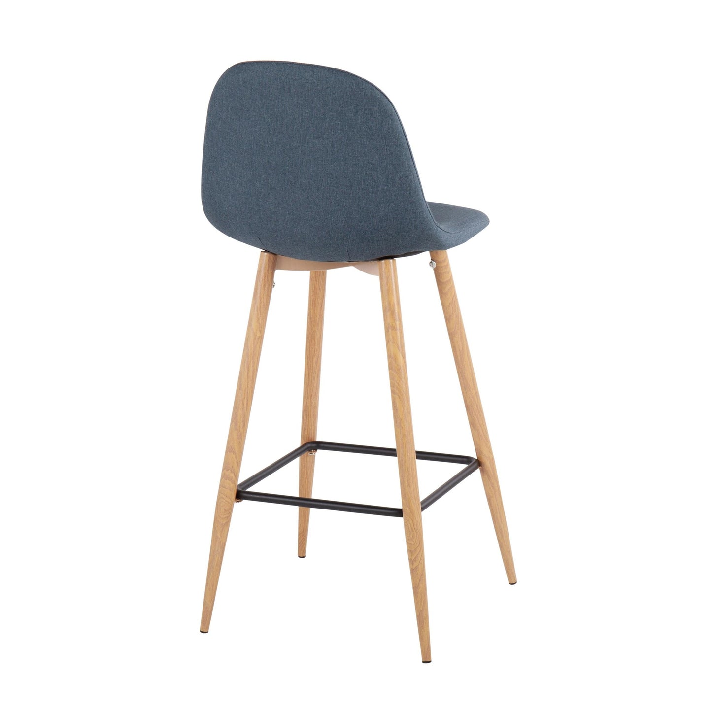 Pebble Mid-Century Modern Barstool in Natural Metal and Beige Fabric By LumiSource - Set of 2 | Bar Stools | Modishstore - 15