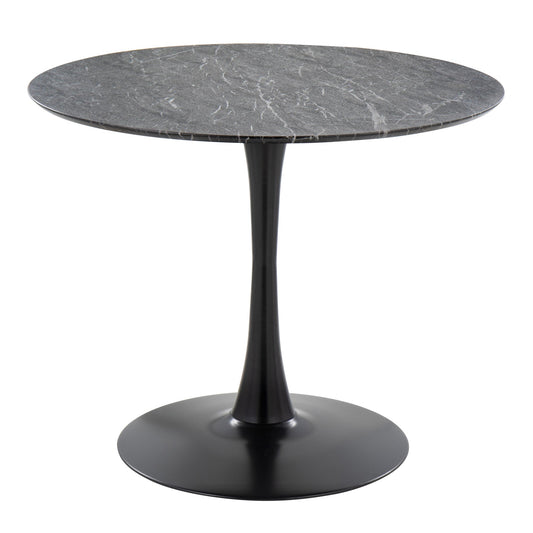 Pebble Modern Table with Black Metal Base and Black Marble Veneer Table Top By LumiSource | Dining Tables | Modishstore