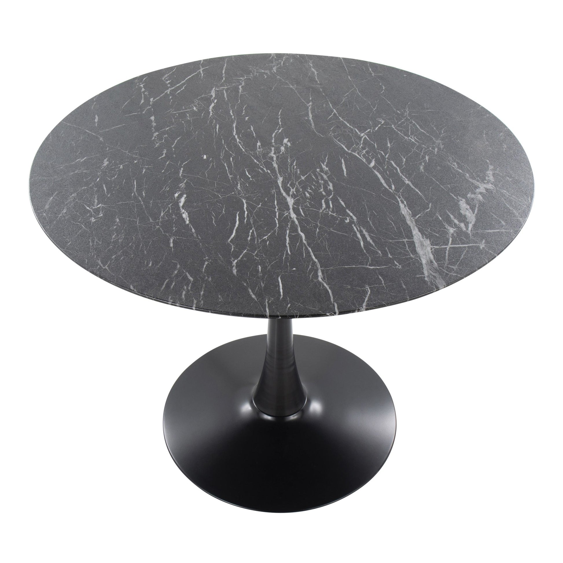 Pebble Modern Table with Black Metal Base and Black Marble Veneer Table Top By LumiSource | Dining Tables | Modishstore - 3
