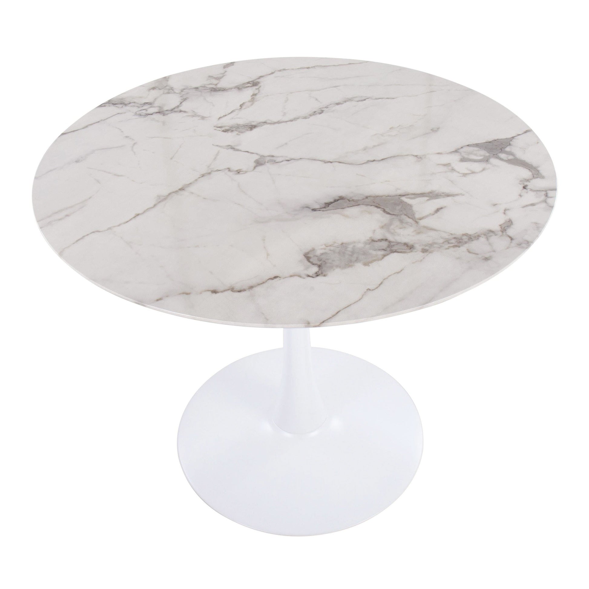 Pebble Modern Table with White Metal Base and Black Marble Veneer Table Top By LumiSource | Dining Tables | Modishstore - 6