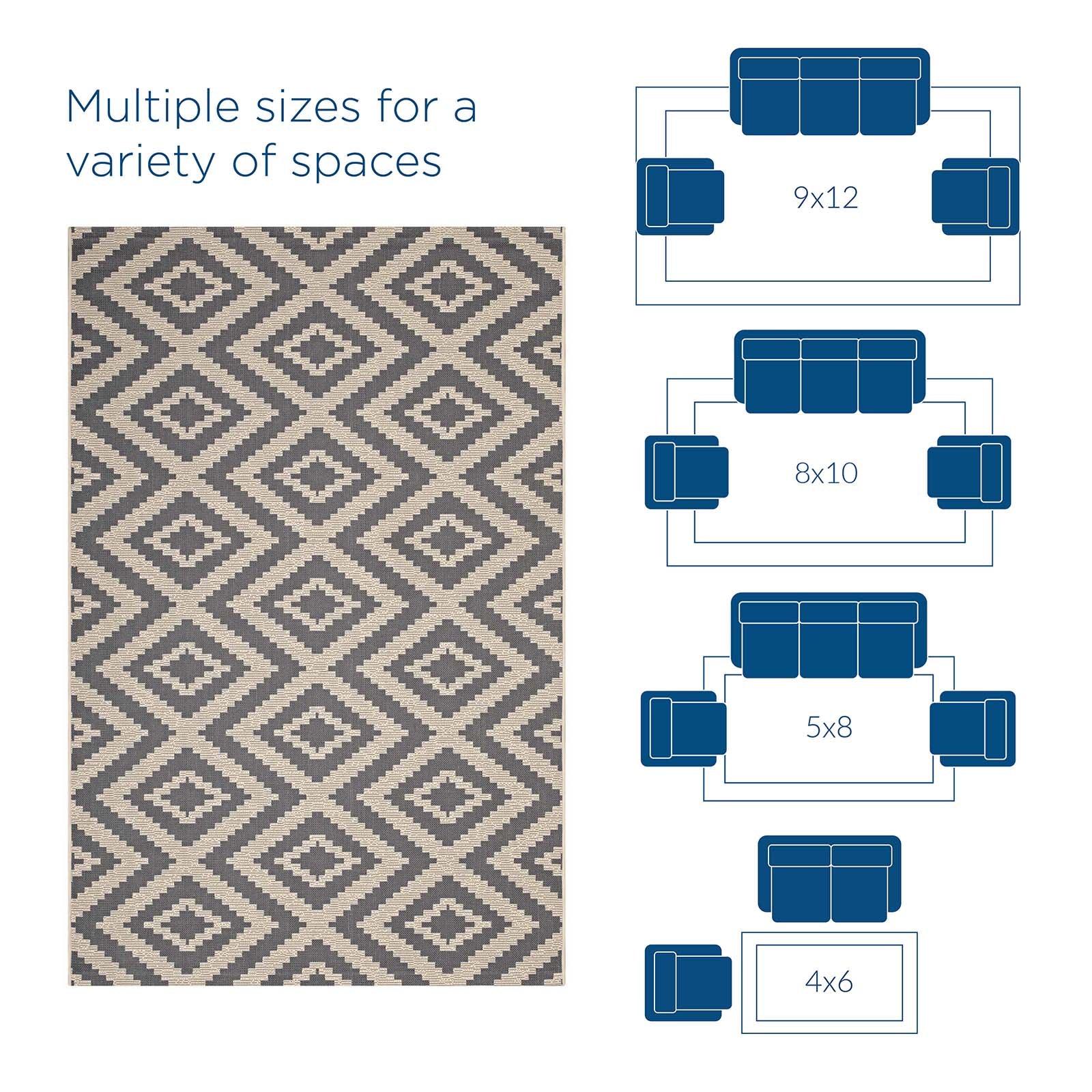 Jagged Geometric Diamond Trellis 9x12 Indoor and Outdoor Area Rug By Modway | Rugs | Modishstore-4