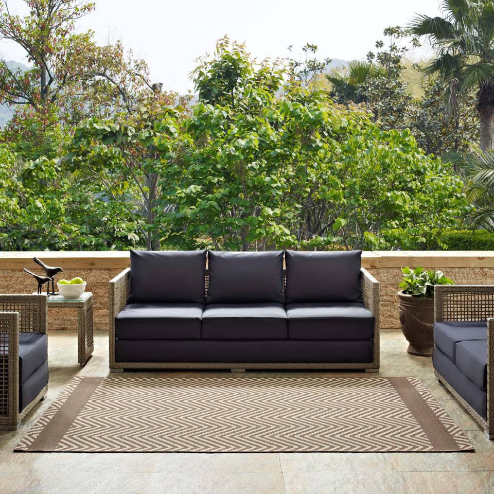 Modway Optica Chevron With End Borders 8x10 Indoor and Outdoor Area Rug - R-1141-810 | Rugs | Modishstore - 7