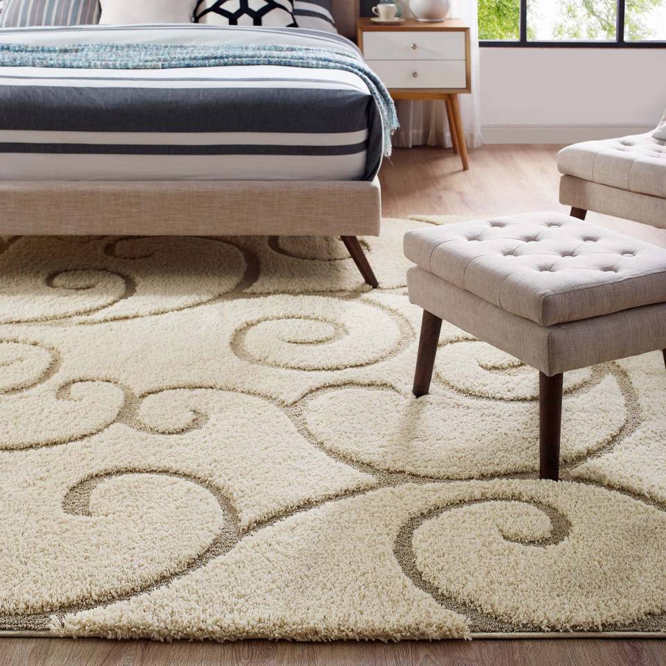 Modway Jubilant Burgeon Scrolling Vine 5x8 Shag Area Rug - R-1151-58 | Rugs | Modishstore - 7