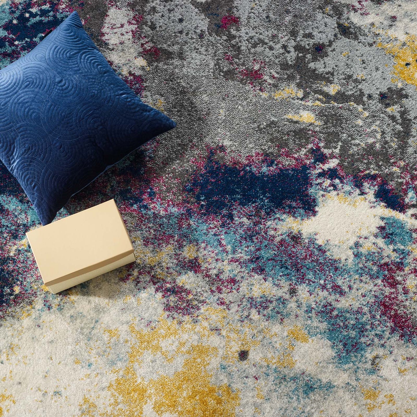 Modway Entourage Adeline Contemporary Modern Abstract 8x10 Area Rug Blue, Gray, Yellow, Ivory, Pink - R-1167-810 | Rugs | Modishstore - 8