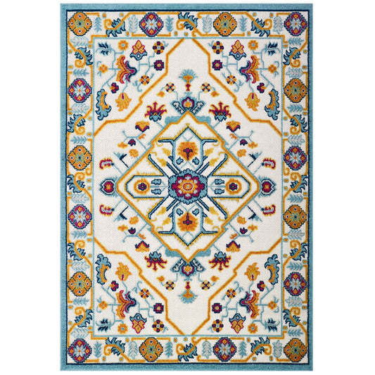 Modway Reflect Freesia Distressed Floral Persian Medallion 5x8 Indoor and Outdoor Area Rug | Rugs | Modishstore