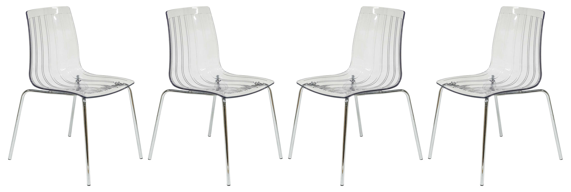 LeisureMod Ralph Dining Chair in Clear, Set of 4 | Dining Chairs | Modishstore