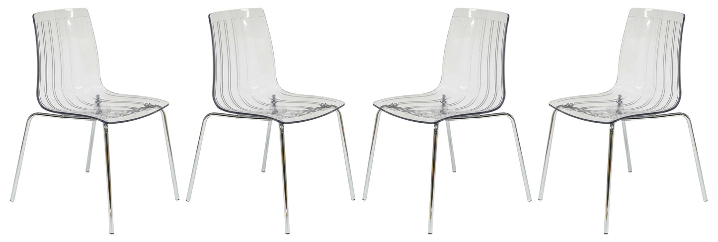 LeisureMod Ralph Dining Chair in Clear, Set of 4 | Dining Chairs | Modishstore - 8