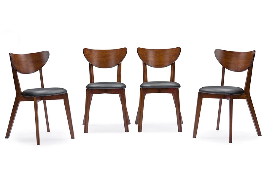 baxton studio sumner mid century style walnut brown 5 piece dining set | Modish Furniture Store-3