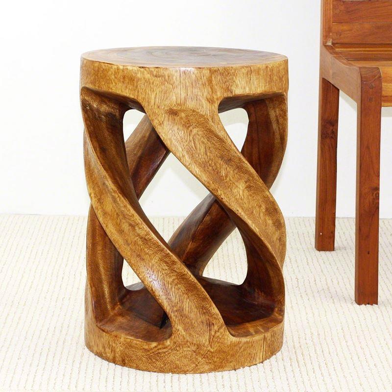 Haussmann Round Wild Twisted Vine 14" Dia - Walnut | Stools & Benches | Modishstore-6