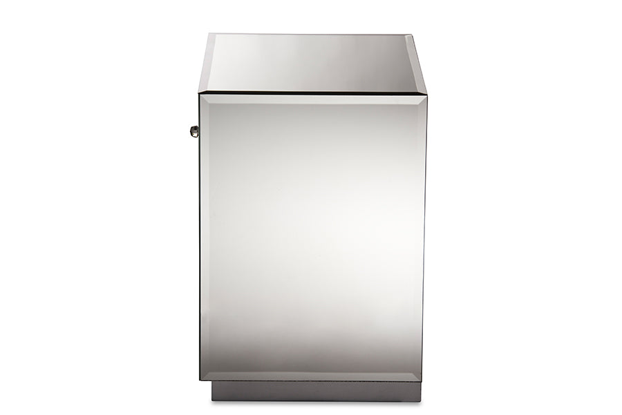 baxton studio rochadh modern and contemporary hollywood glamour style 1 drawer and 1 shelf nightstand and bedside table | Modish Furniture Store-3