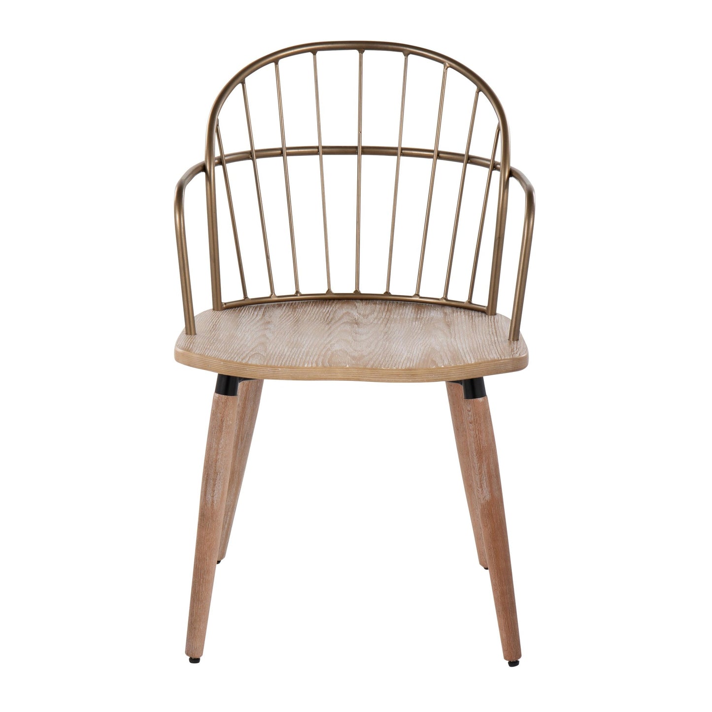 Riley Industrial Chair in White Washed Wood and Antique Copper Metal By LumiSource. | Dining Chairs | Modishstore - 8