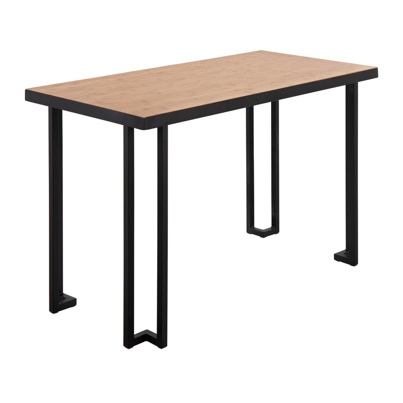 Roman Industrial Desk in Black Steel with Natural Wood Top By LumiSource | Desks | Modishstore