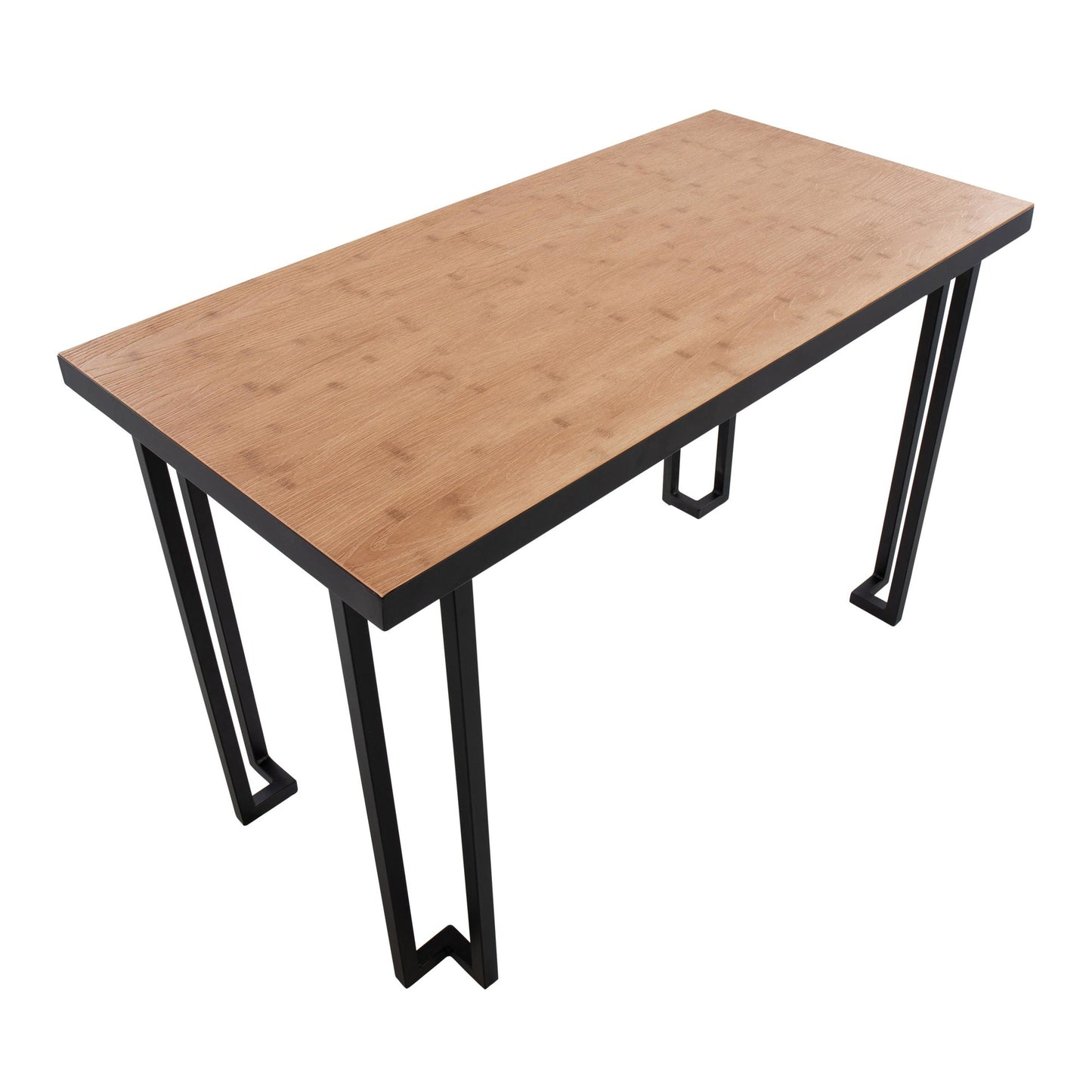 Roman Industrial Desk in Black Steel with Natural Wood Top By LumiSource | Desks | Modishstore - 2