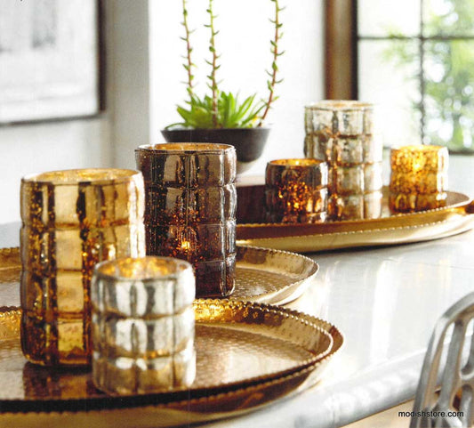 Roost Brass Wire-Wrapped Metallic Votive Holders
