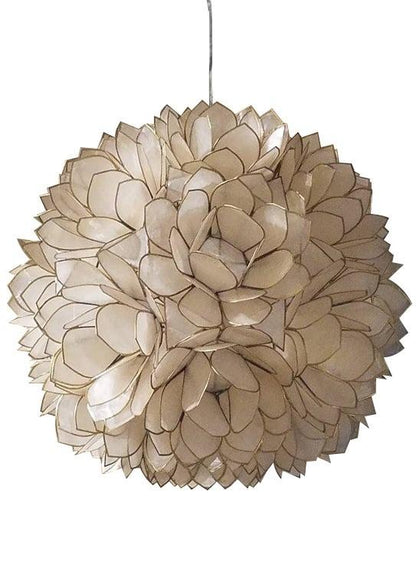 Capiz Shell Petal Chandelier- White, Lotus Ball Pendant- 3 Sizes | ModishStore | Chandeliers-5