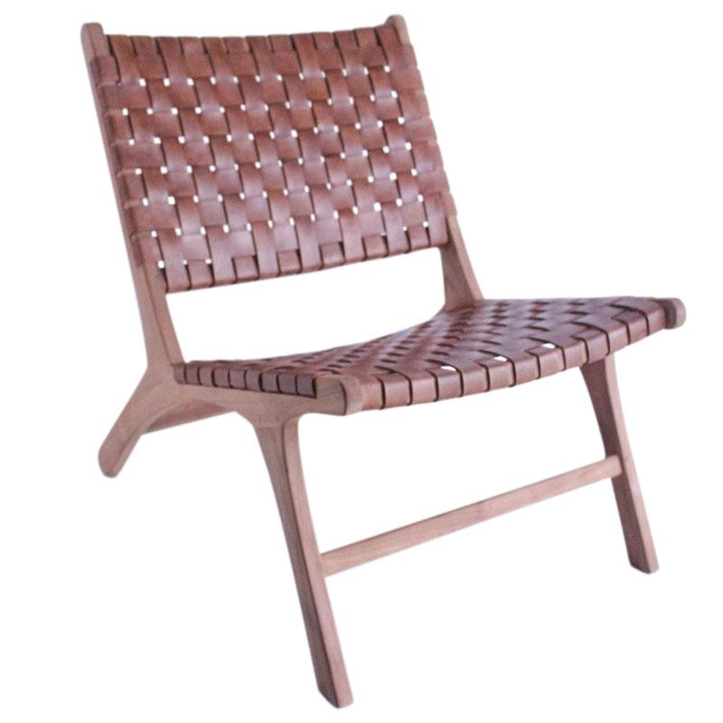 Oslo Leather & Teak Lounge Chair by Artisan Living | ModishStore | Accent Chairs-2