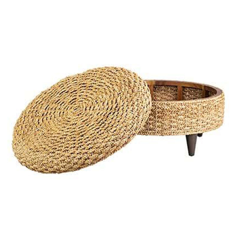 Easton round storage waterhyacinth ottoman by Jeffan | Ottomans | Modishstore - 5