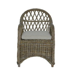 Bayside Round Rattan Back Arm Chair With An Argyle Patterned Back Set of 2 by Jeffan
