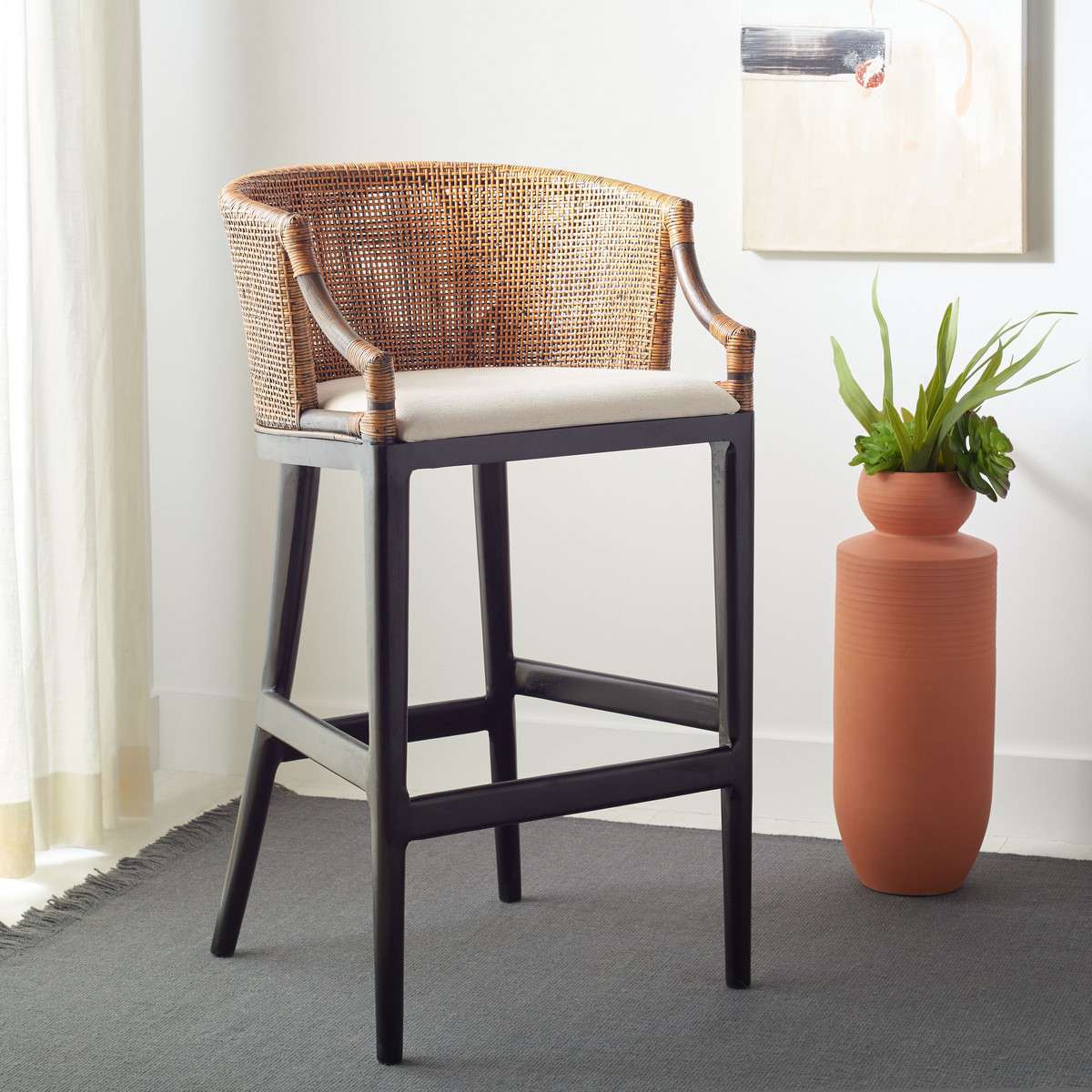 Safavieh Brando Bar Stool - Natural Wash | Bar Stools | Modishstore - 4