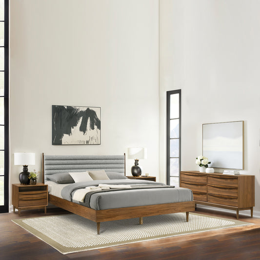 Artemio King 4 Piece Wood Bedroom Set in Walnut Finish By Armen Living | Bedroom Sets | Modishstore