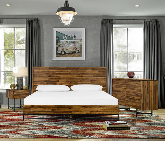 Cusco 4 Piece Acacia Queen Bedroom Set with Dresser and Nightstands By Armen Living | Bedroom Sets | Modishstore