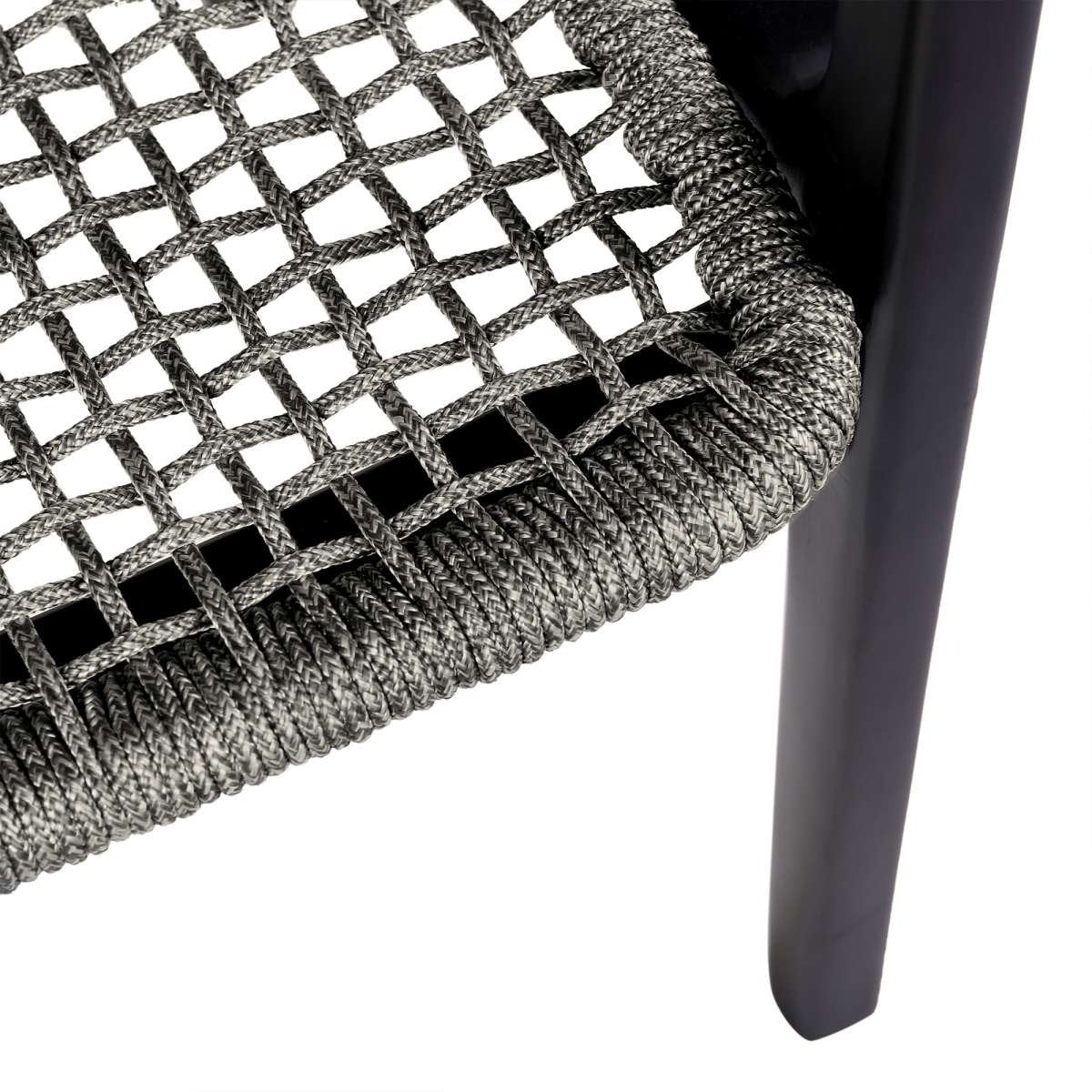 Glendora Beckham Outdoor Patio 5 Piece Live Edge Dining Set in Eucalyptus Wood and Gray Rope By Armen Living | Outdoor Dining Sets | Modishstore - 9